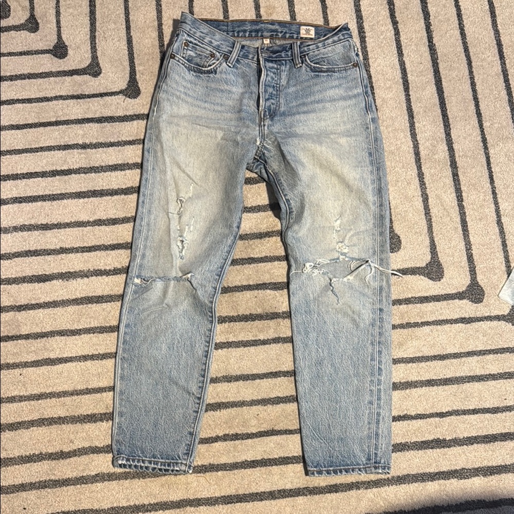 Levi's Straight Leg Blue Jeans with Vintage Distressing